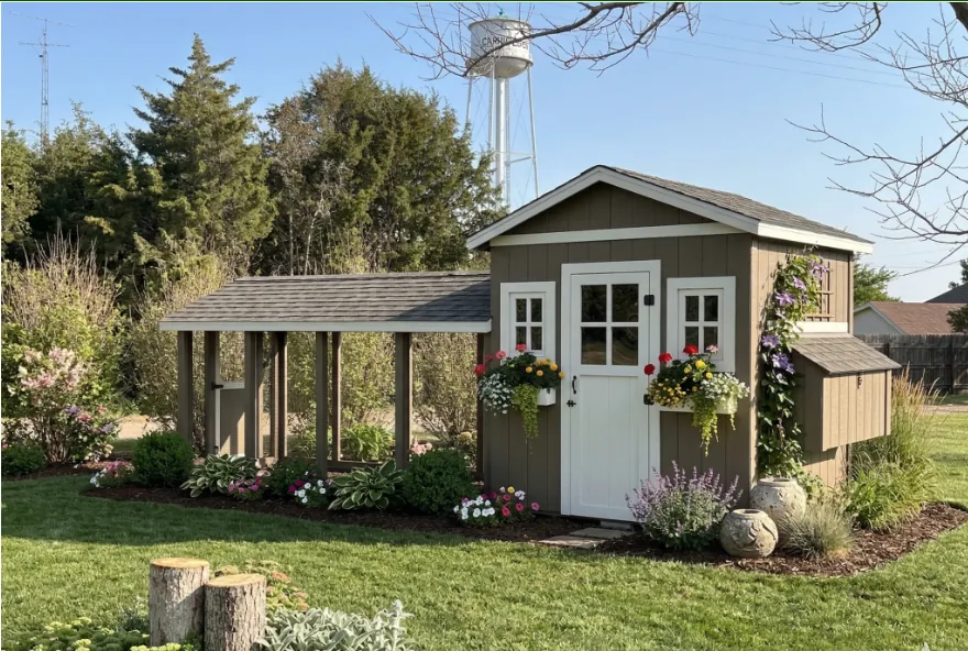 A hand-built LuckyBird custom coop installed on a Colorado property